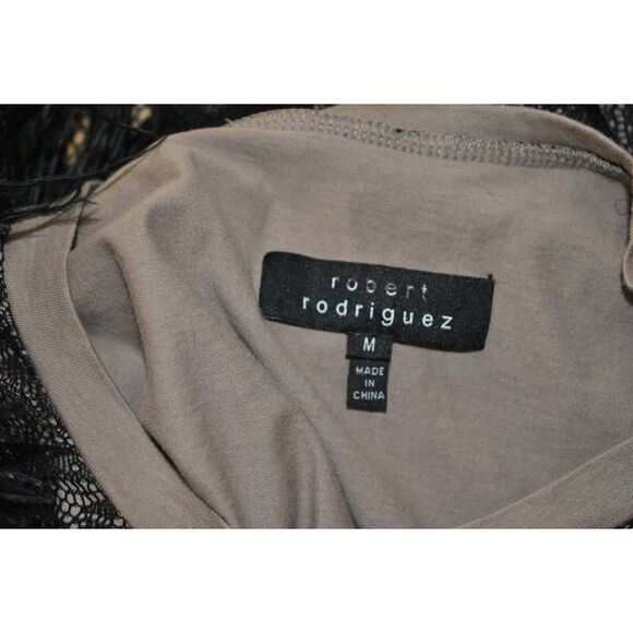 Robert Rodriguez Ostrich Feather Cuffed Lace Overlay Tank Top- M - Picture 4 of 4